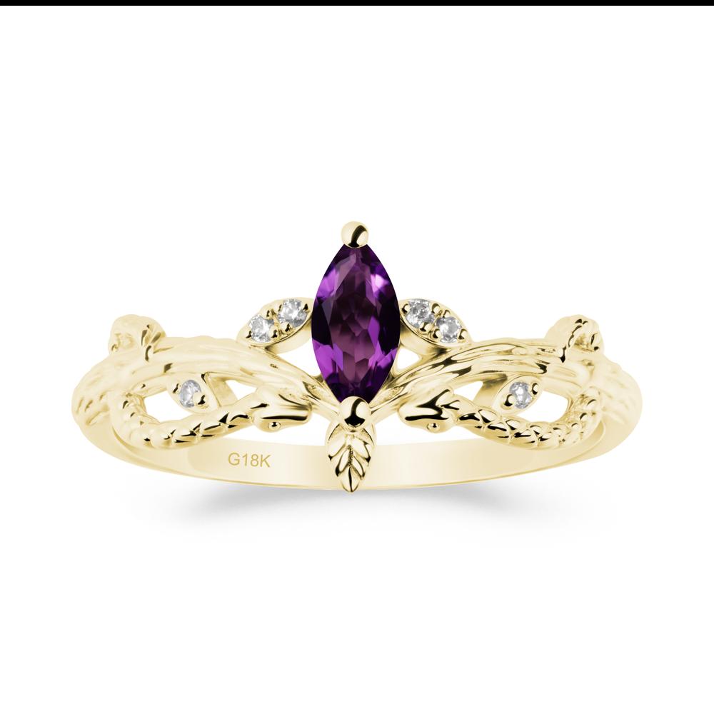 Snake Inspired Marquise Amethyst Ring - LUO Jewelry #metal_18k yellow gold