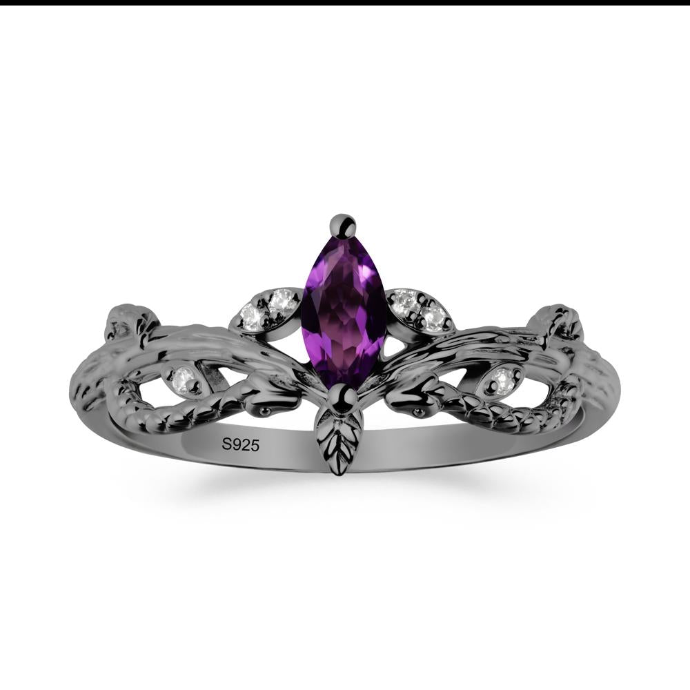 Snake Inspired Marquise Amethyst Ring - LUO Jewelry #metal_black finish sterling silver