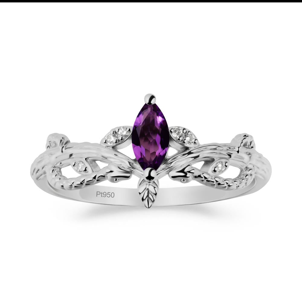 Snake Inspired Marquise Amethyst Ring - LUO Jewelry #metal_platinum