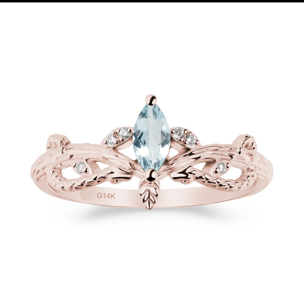 Aquamarine Intertwined Band Engagement Ring - LUO Jewelry #metal_14k rose gold
