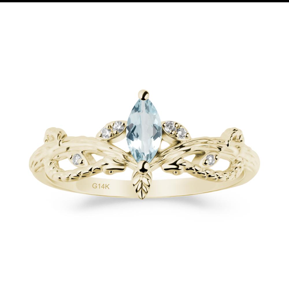 Aquamarine Intertwined Band Engagement Ring - LUO Jewelry #metal_14k yellow gold