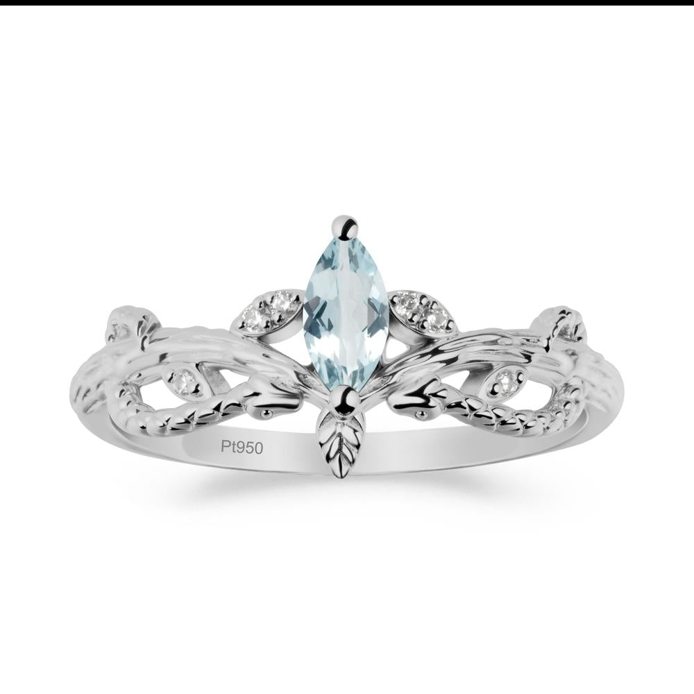 Aquamarine Intertwined Band Engagement Ring - LUO Jewelry #metal_platinum