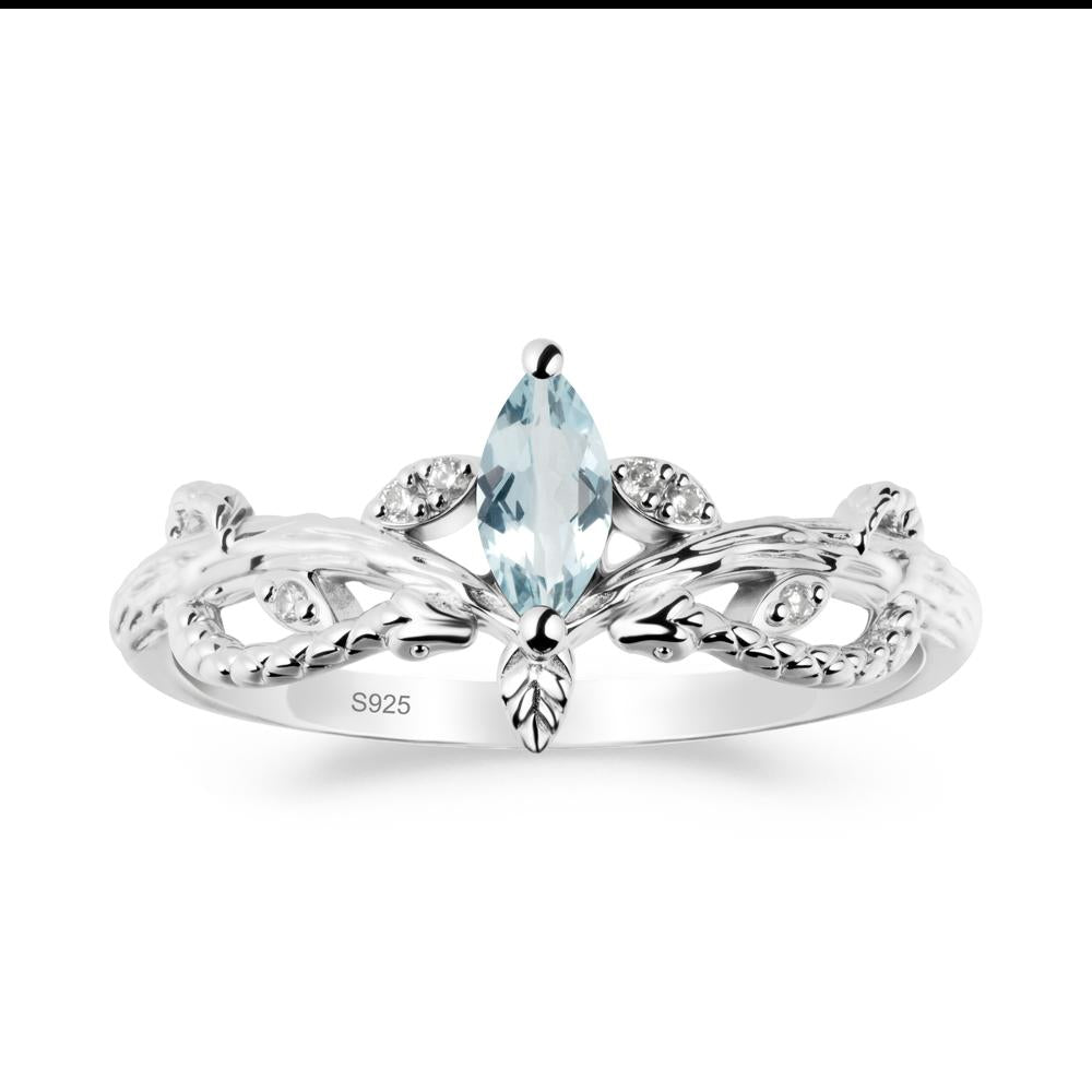 Aquamarine Intertwined Band Engagement Ring - LUO Jewelry #metal_sterling silver