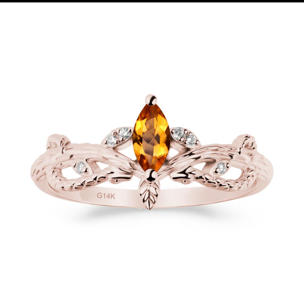 Snake Inspired Marquise Citrine Ring - LUO Jewelry #metal_14k rose gold