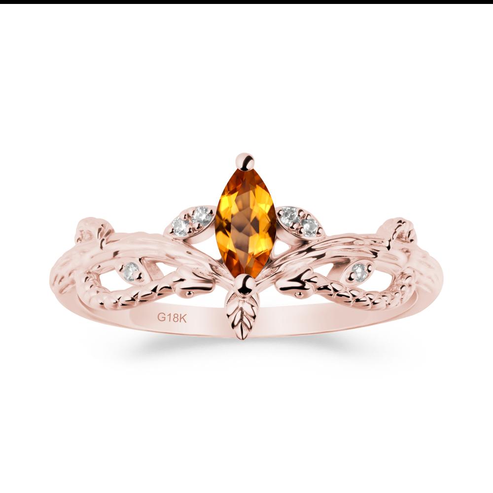 Snake Inspired Marquise Citrine Ring - LUO Jewelry #metal_18k rose gold