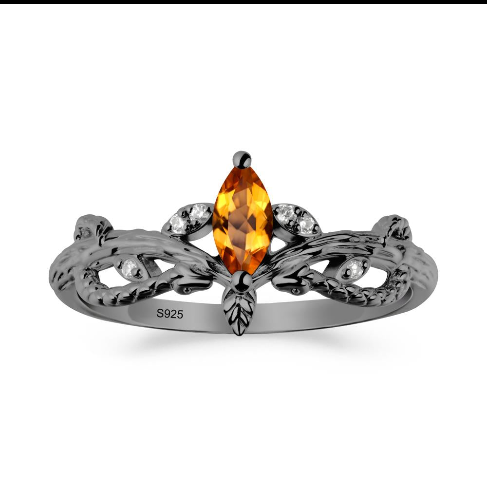 Snake Inspired Marquise Citrine Ring - LUO Jewelry #metal_black finish sterling silver