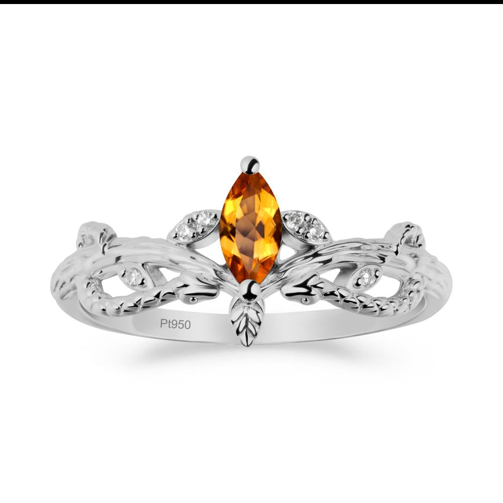 Snake Inspired Marquise Citrine Ring - LUO Jewelry #metal_platinum