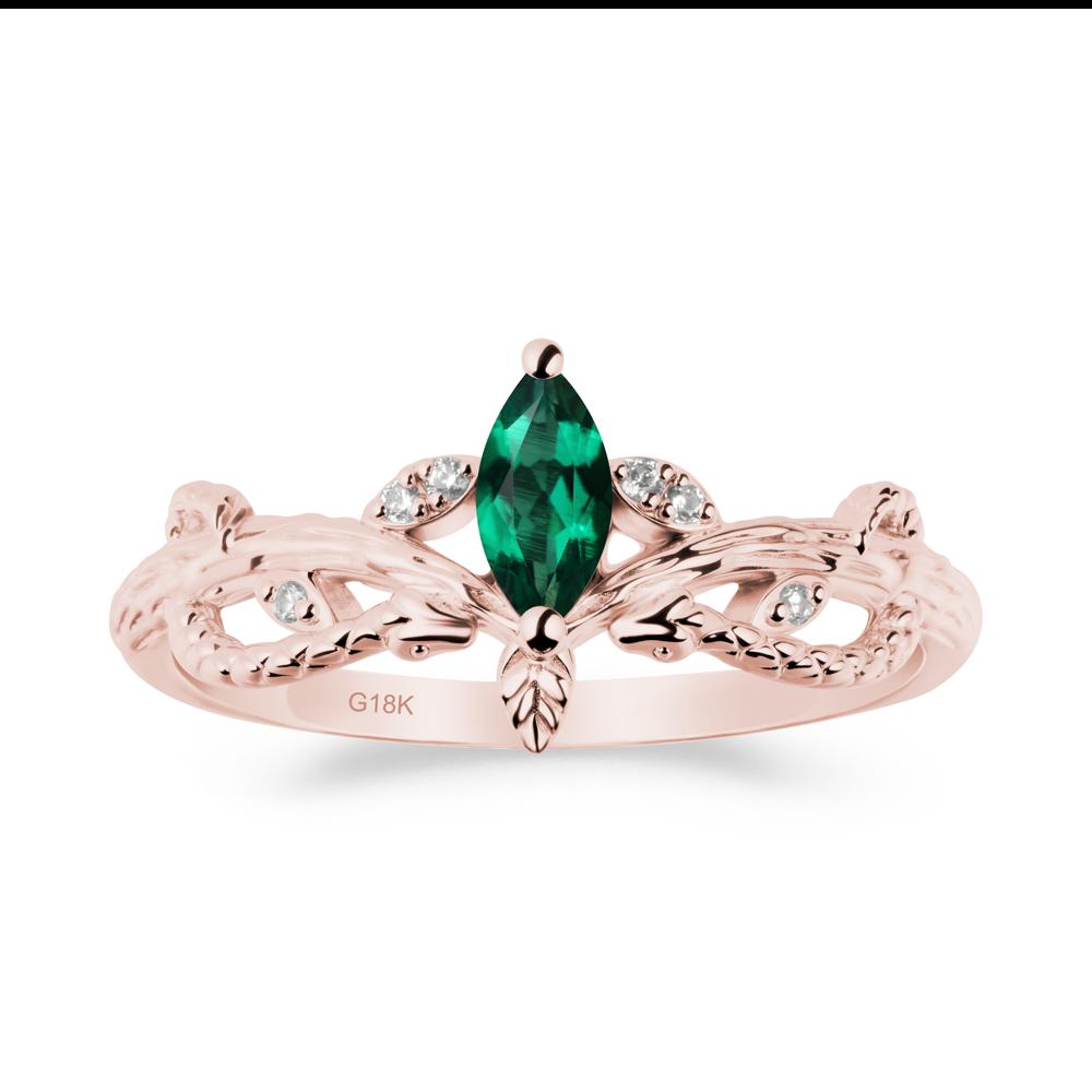 Emerald Intertwined Band Engagement Ring - LUO Jewelry #metal_18k rose gold