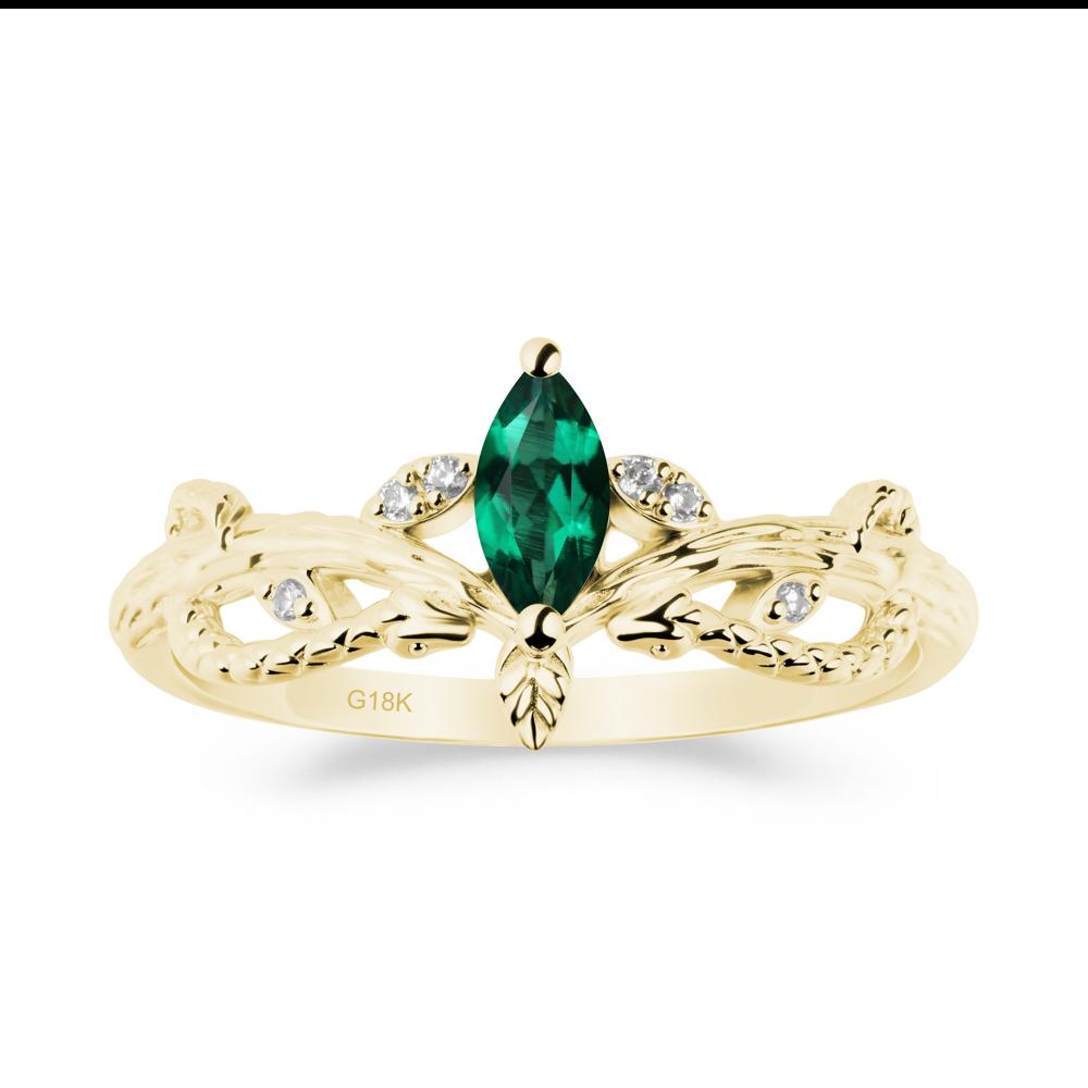 Emerald Intertwined Band Engagement Ring - LUO Jewelry #metal_18k yellow gold