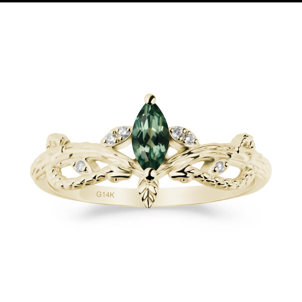 Snake Inspired Marquise Green Sapphire Ring - LUO Jewelry #metal_14k yellow gold