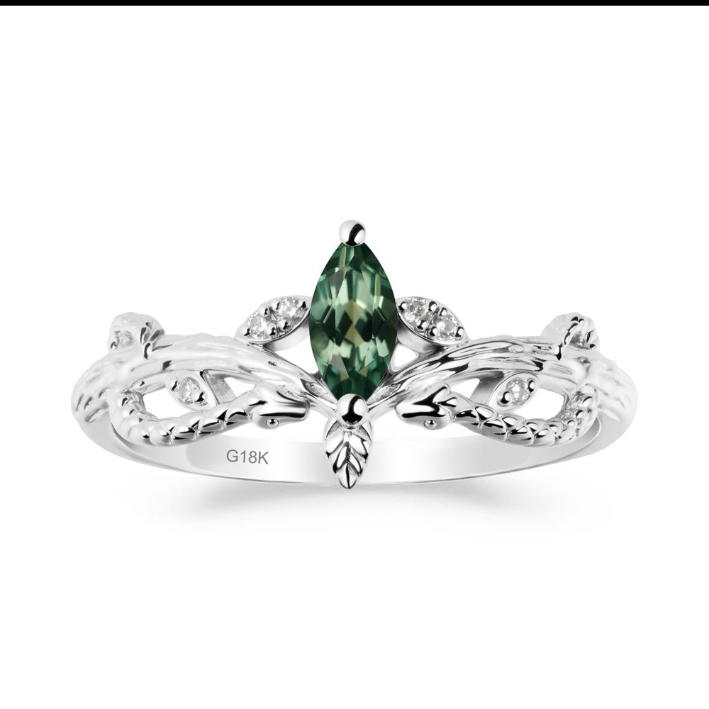 Snake Inspired Marquise Green Sapphire Ring - LUO Jewelry #metal_18k white gold