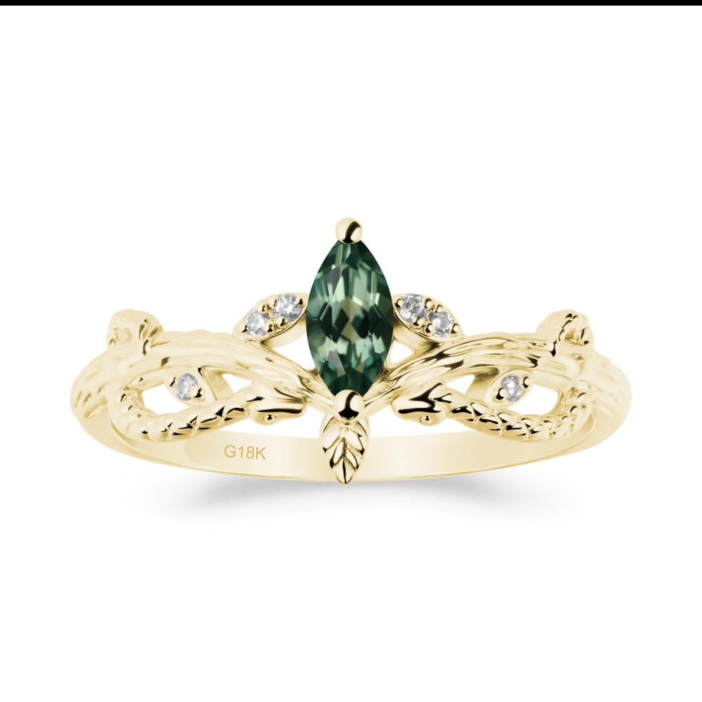 Snake Inspired Marquise Green Sapphire Ring - LUO Jewelry #metal_18k yellow gold