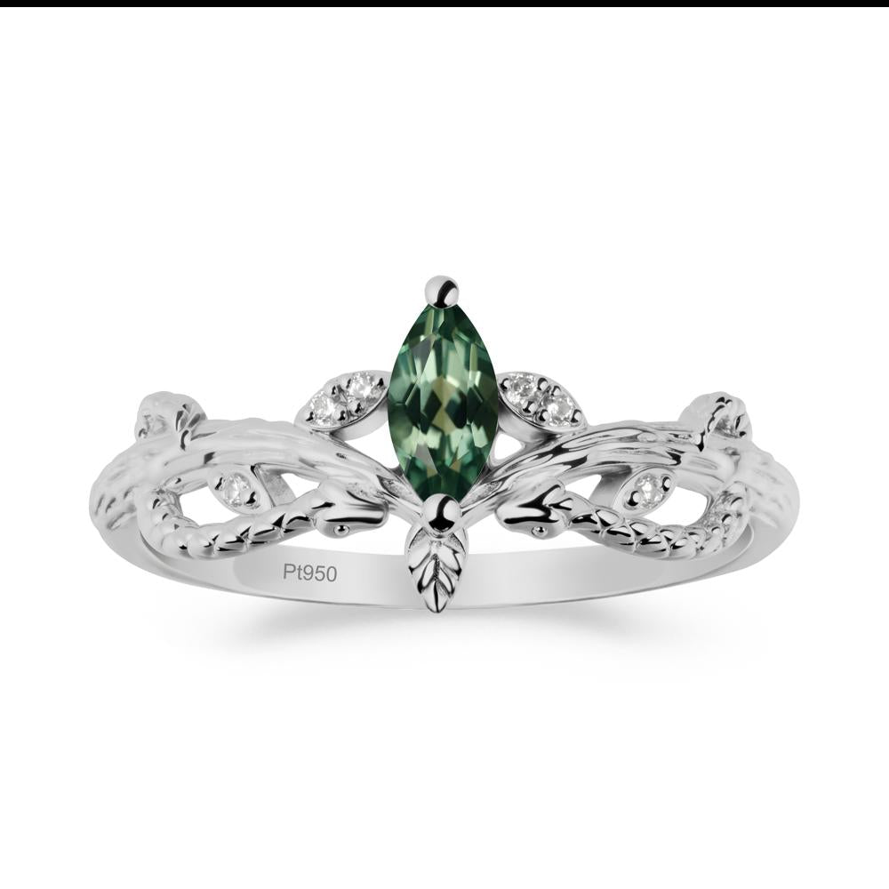 Snake Inspired Marquise Green Sapphire Ring - LUO Jewelry #metal_platinum