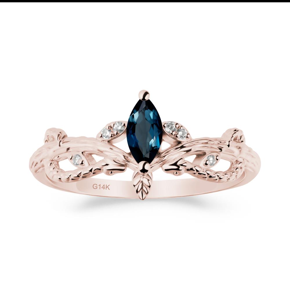 London Blue Topaz Intertwined Band Engagement Ring - LUO Jewelry #metal_14k rose gold