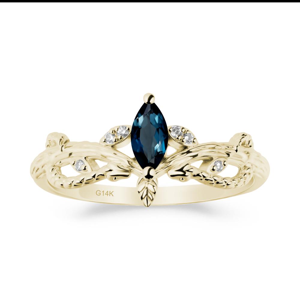 London Blue Topaz Intertwined Band Engagement Ring - LUO Jewelry #metal_14k yellow gold