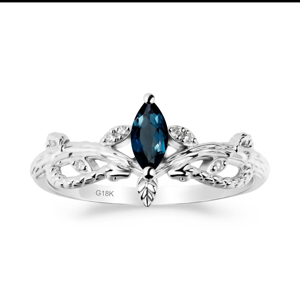 London Blue Topaz Intertwined Band Engagement Ring - LUO Jewelry #metal_18k white gold