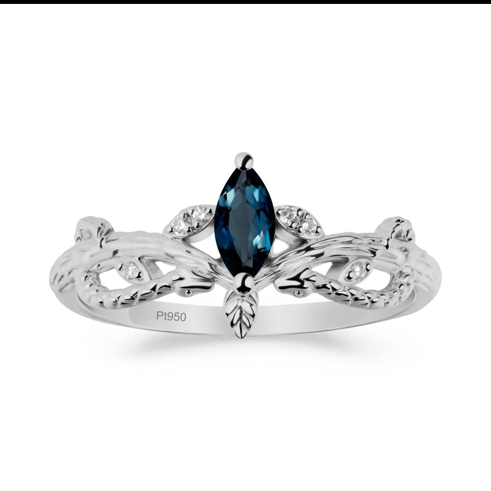 London Blue Topaz Intertwined Band Engagement Ring - LUO Jewelry #metal_platinum