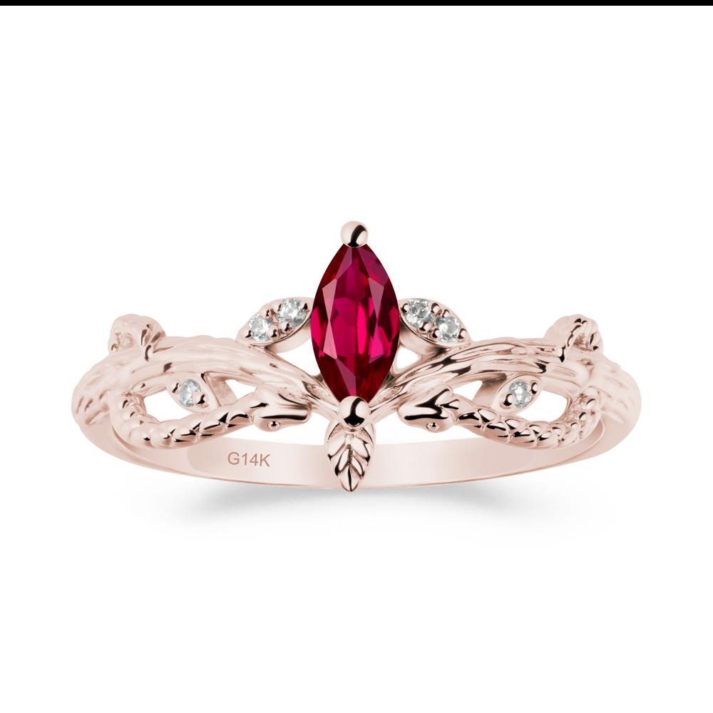 Snake Inspired Marquise Ruby Ring - LUO Jewelry #metal_14k rose gold
