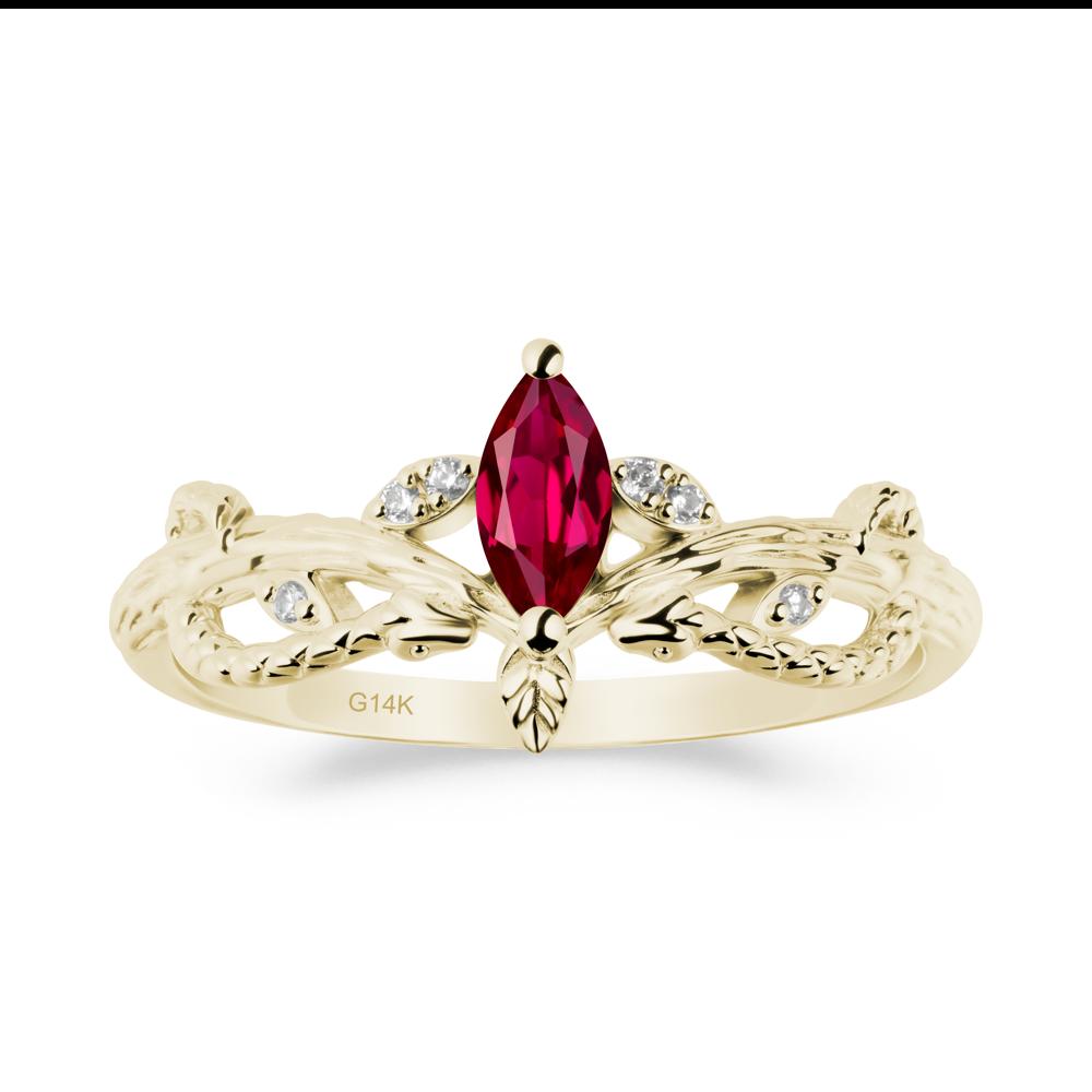 Snake Inspired Marquise Ruby Ring - LUO Jewelry #metal_14k yellow gold