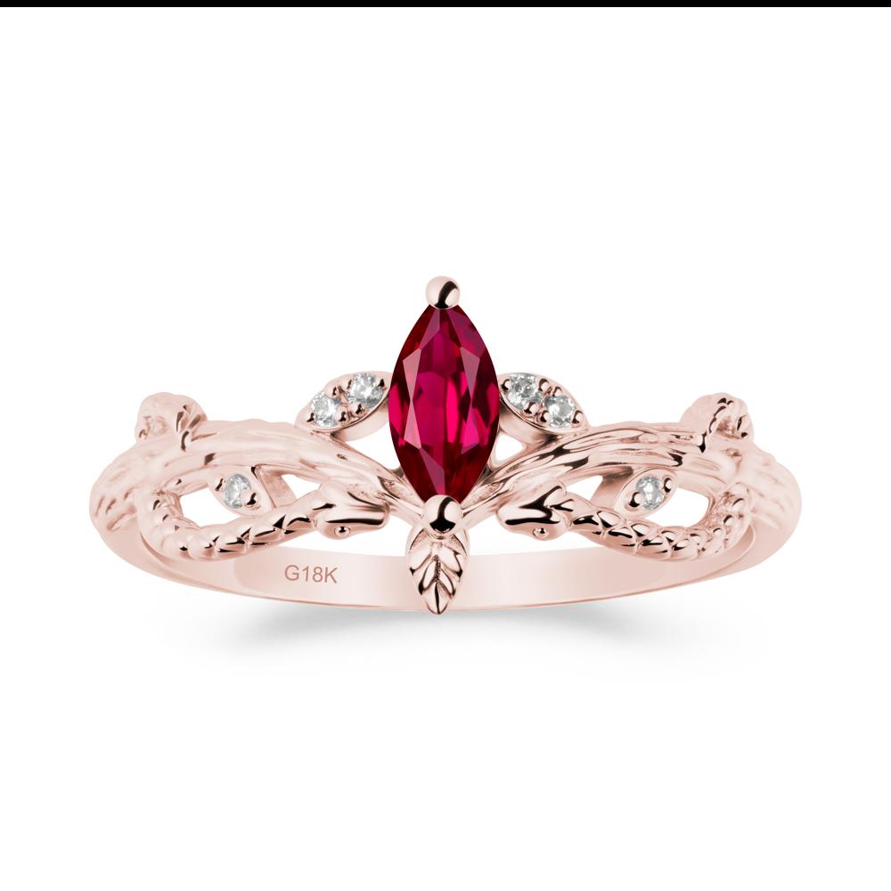Snake Inspired Marquise Ruby Ring - LUO Jewelry #metal_18k rose gold