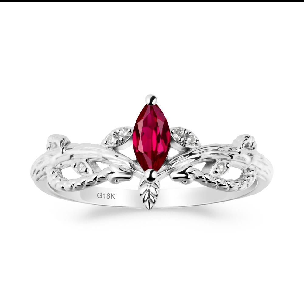 Snake Inspired Marquise Ruby Ring - LUO Jewelry #metal_18k white gold