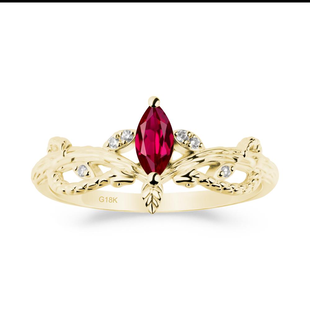 Snake Inspired Marquise Ruby Ring - LUO Jewelry #metal_18k yellow gold