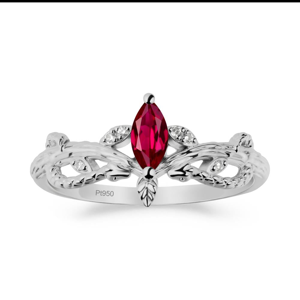 Snake Inspired Marquise Ruby Ring - LUO Jewelry #metal_platinum