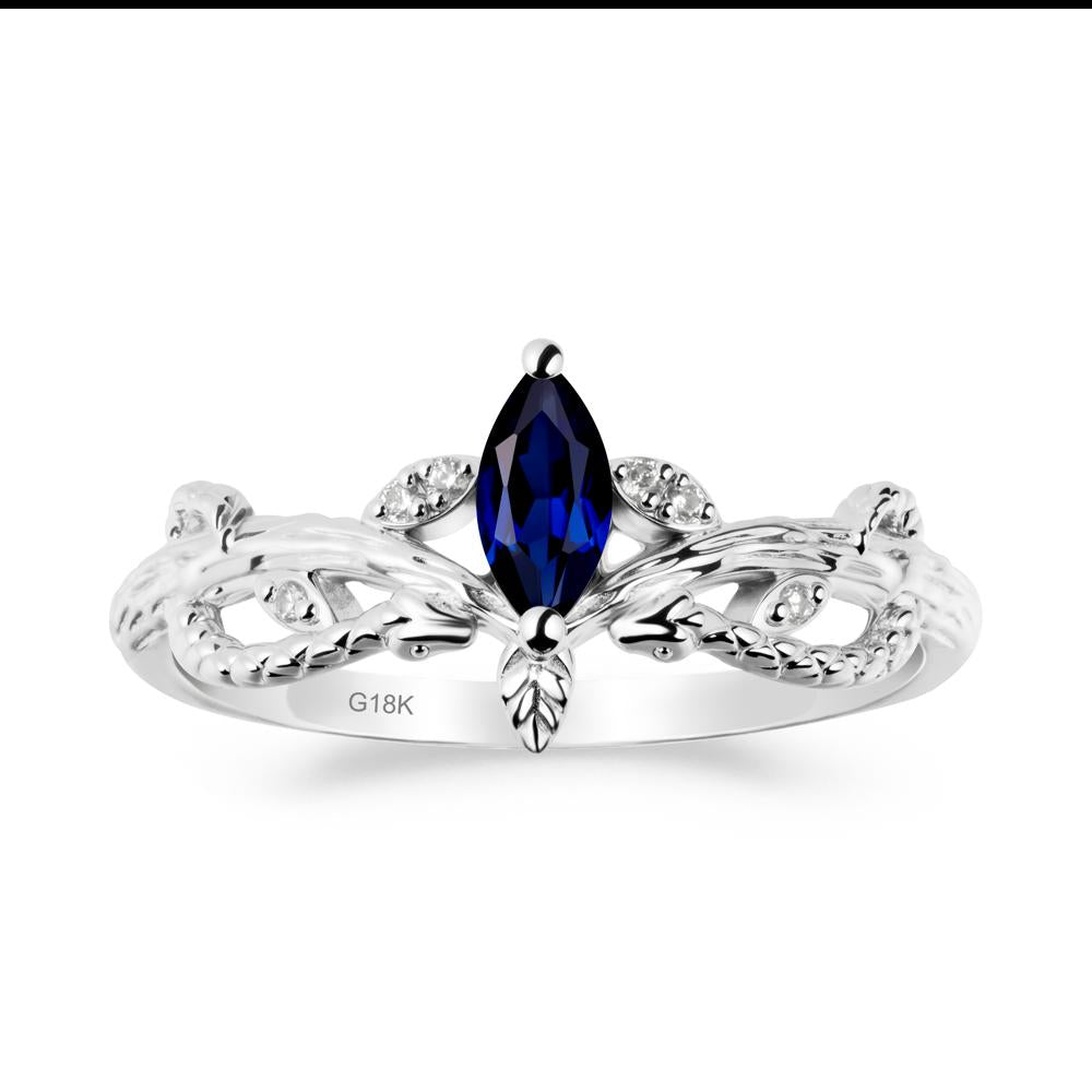 Sapphire Intertwined Band Engagement Ring - LUO Jewelry #metal_18k white gold
