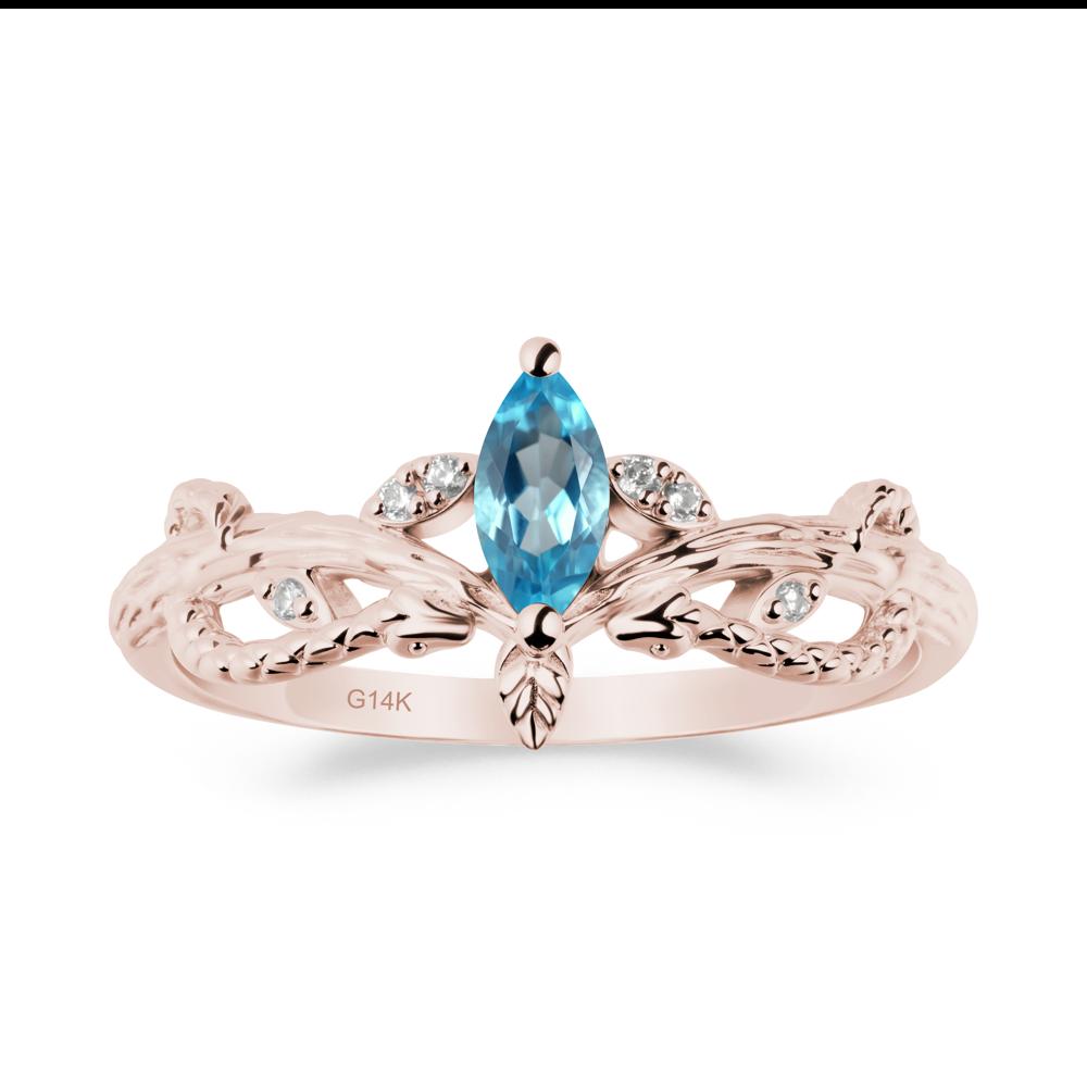 Snake Inspired Marquise Swiss Blue Topaz Ring - LUO Jewelry #metal_14k rose gold