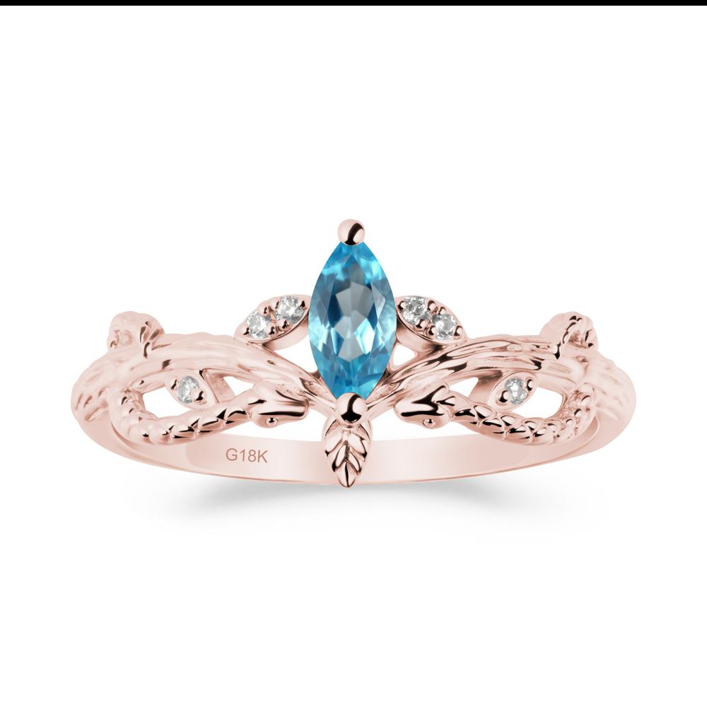 Snake Inspired Marquise Swiss Blue Topaz Ring - LUO Jewelry #metal_18k rose gold