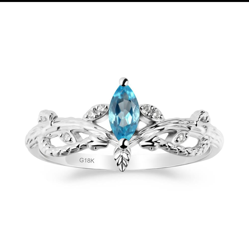 Snake Inspired Marquise Swiss Blue Topaz Ring - LUO Jewelry #metal_18k white gold
