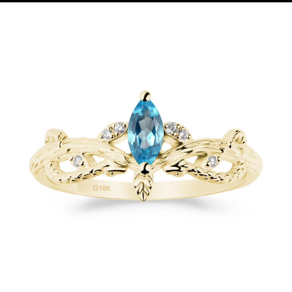 Snake Inspired Marquise Swiss Blue Topaz Ring - LUO Jewelry #metal_18k yellow gold