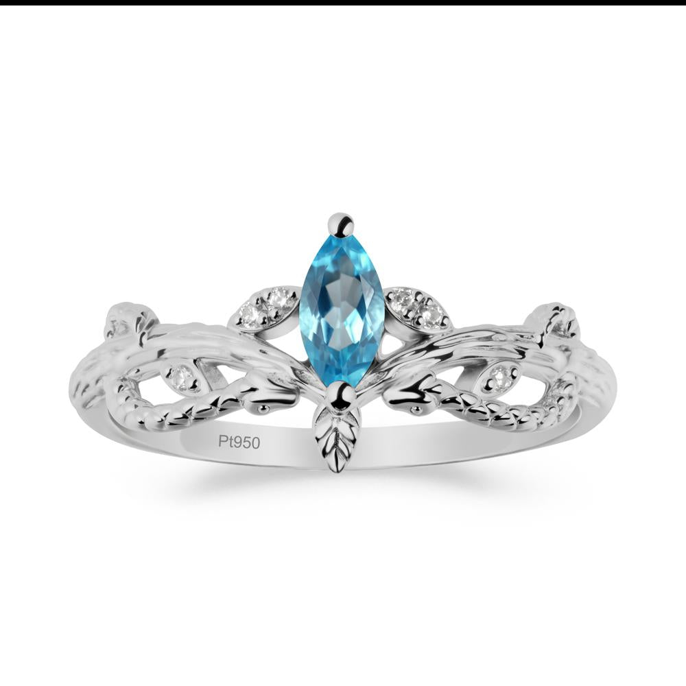 Snake Inspired Marquise Swiss Blue Topaz Ring - LUO Jewelry #metal_platinum
