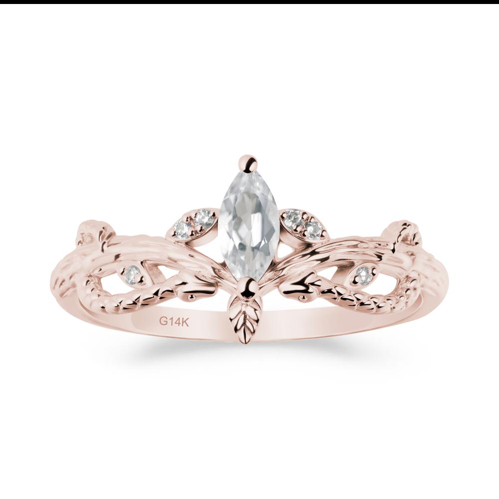 White Topaz Intertwined Band Engagement Ring - LUO Jewelry #metal_14k rose gold