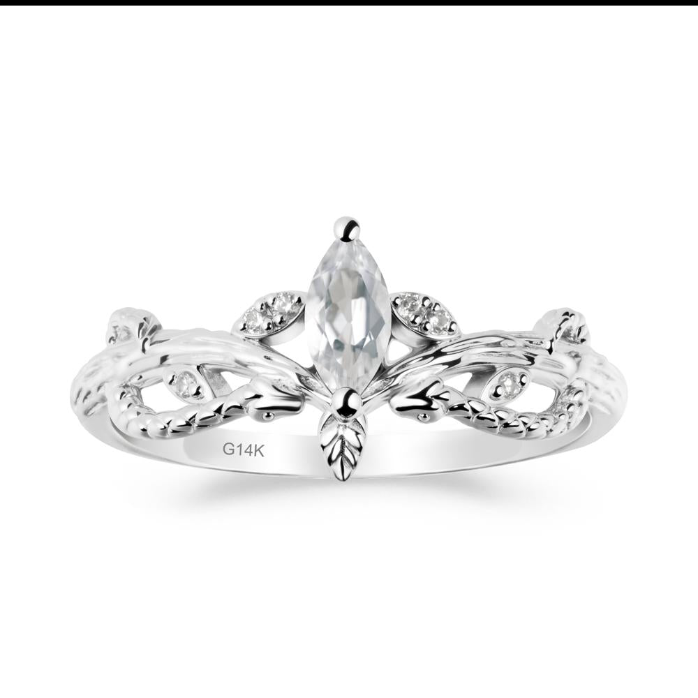 White Topaz Intertwined Band Engagement Ring - LUO Jewelry #metal_14k white gold