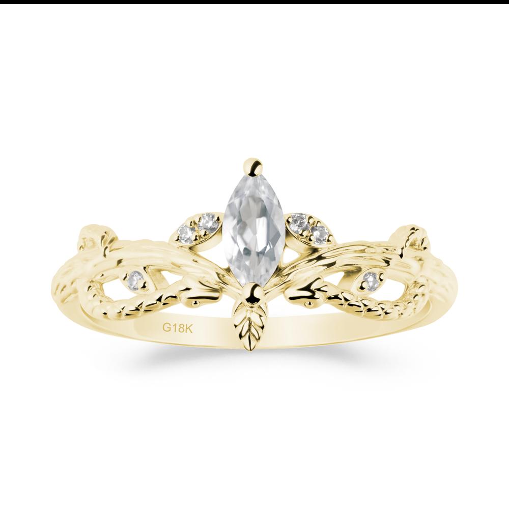 White Topaz Intertwined Band Engagement Ring - LUO Jewelry #metal_18k yellow gold