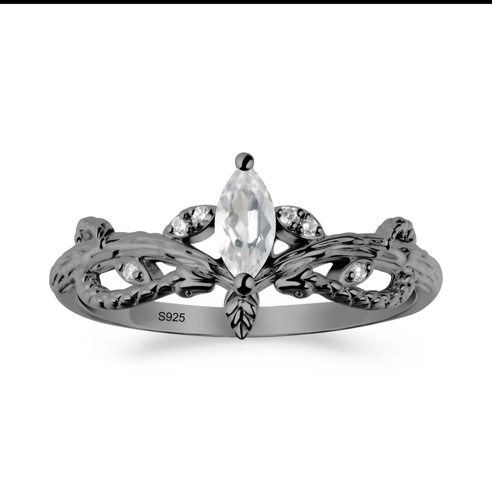 White Topaz Intertwined Band Engagement Ring - LUO Jewelry #metal_black finish sterling silver