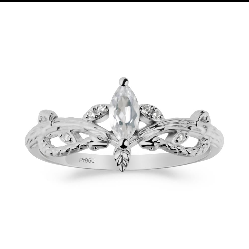 White Topaz Intertwined Band Engagement Ring - LUO Jewelry #metal_platinum