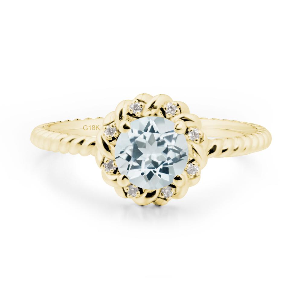 Round Aquamarine Halo Engagement Ring - LUO Jewelry #metal_18k yellow gold