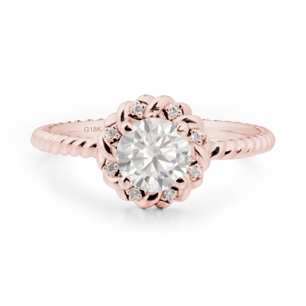 Round Cubic Zirconia Twisted Halo Ring - LUO Jewelry #metal_18k rose gold