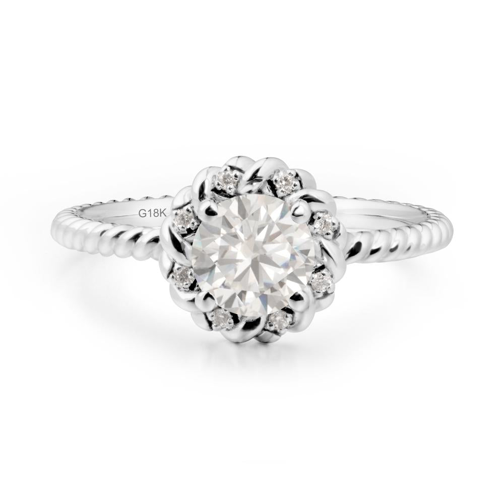 Round Cubic Zirconia Twisted Halo Ring - LUO Jewelry #metal_18k white gold