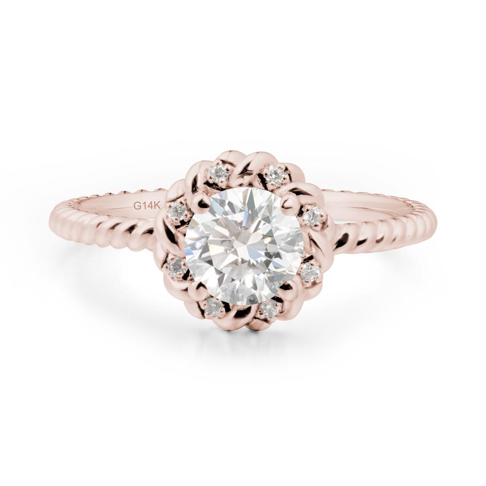 Round Diamond Halo Engagement Ring - LUO Jewelry #metal_14k rose gold