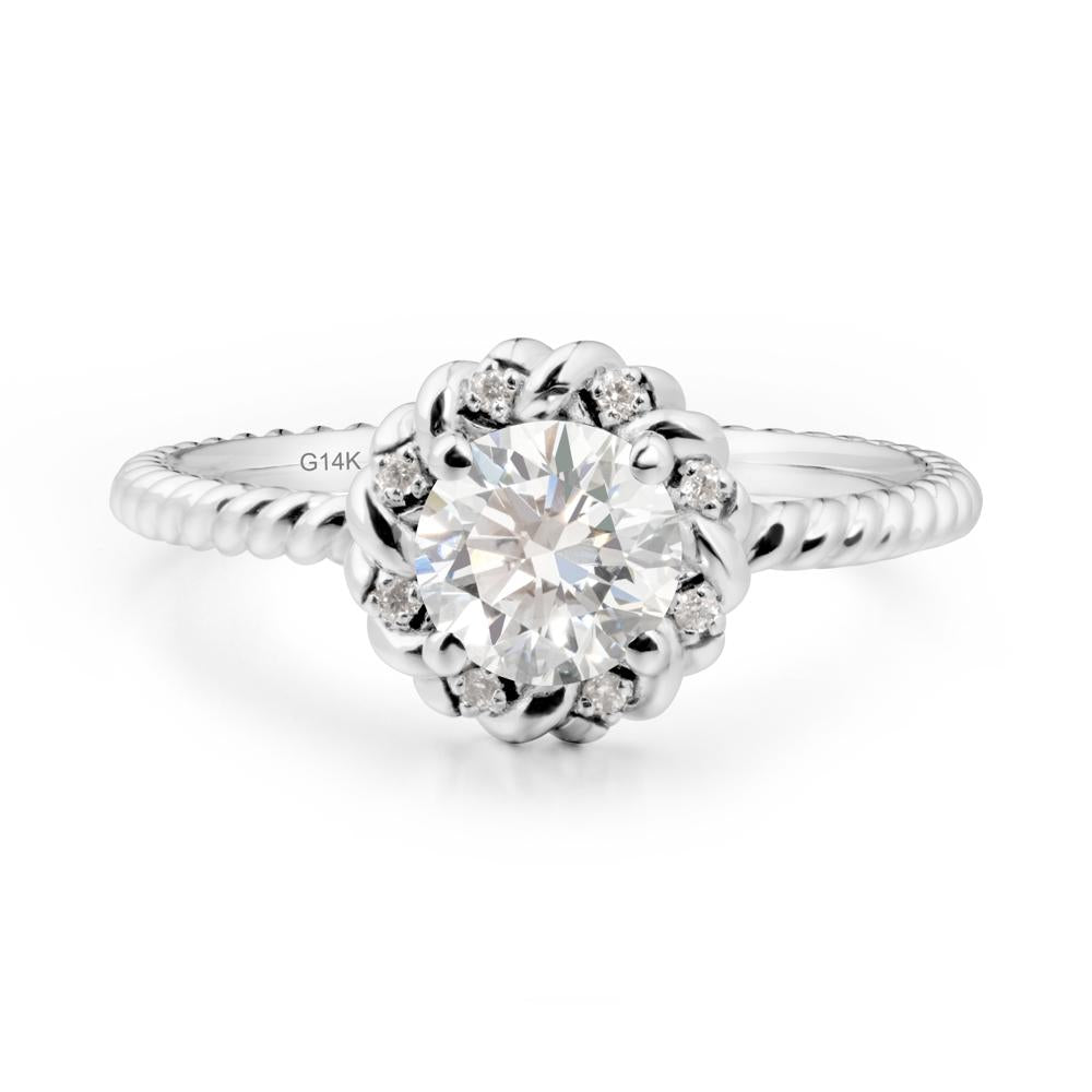 Round Diamond Halo Engagement Ring - LUO Jewelry #metal_14k white gold