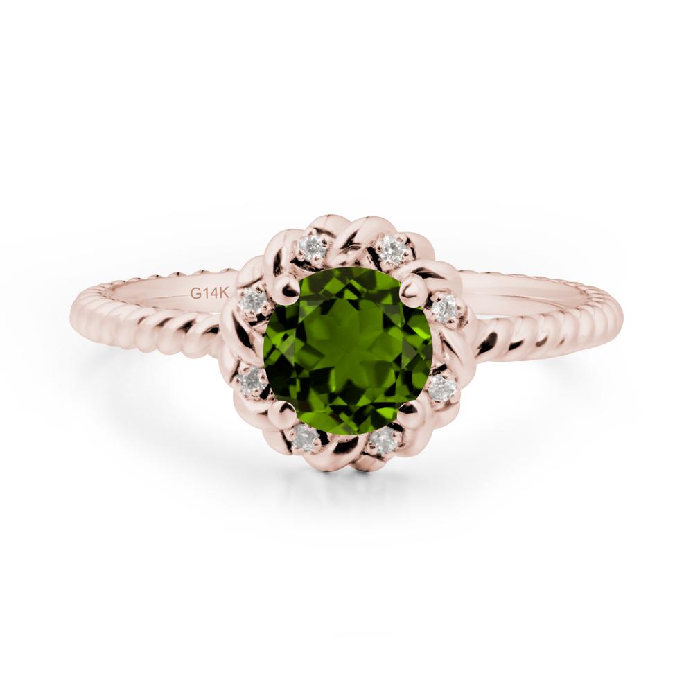 Round Diopside Halo Engagement Ring - LUO Jewelry #metal_14k rose gold