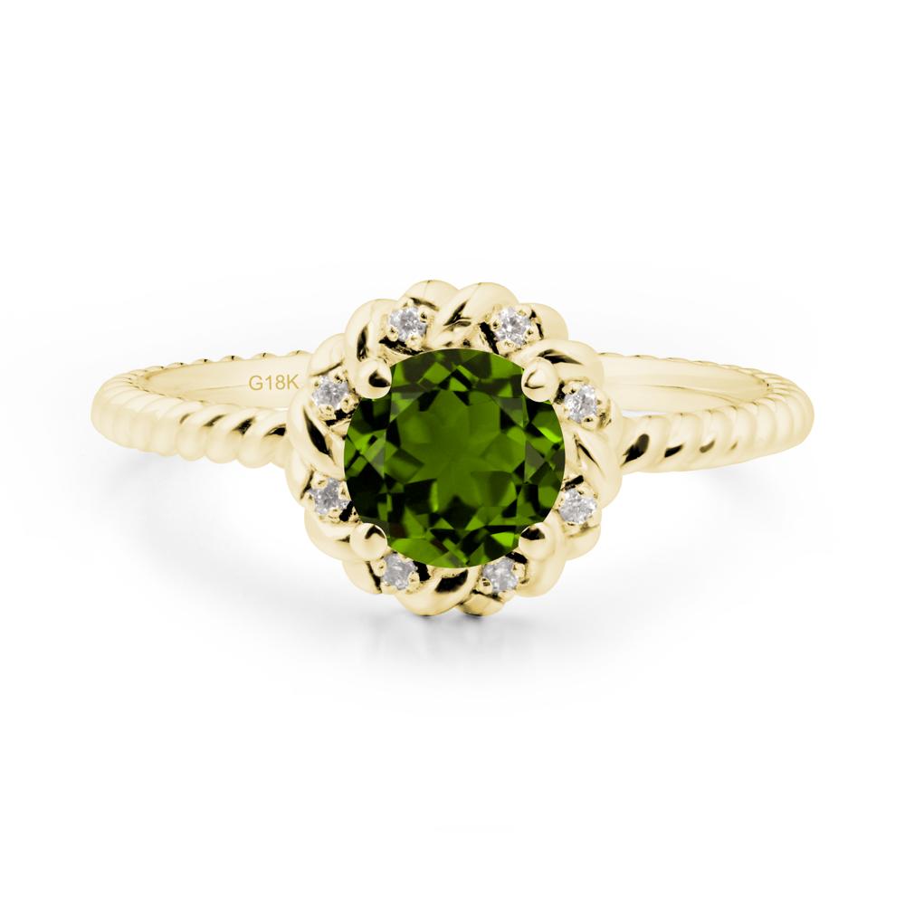 Round Diopside Halo Engagement Ring - LUO Jewelry #metal_18k yellow gold