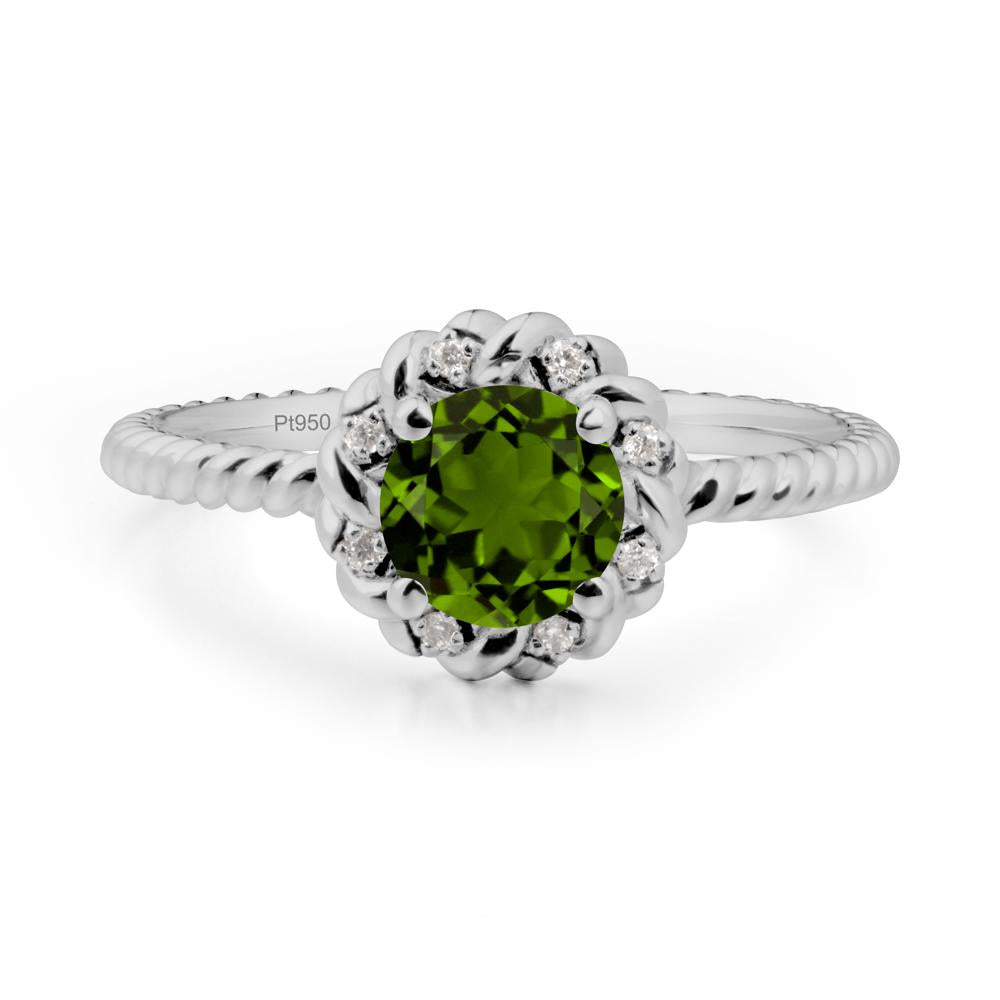 Round Diopside Halo Engagement Ring - LUO Jewelry #metal_platinum