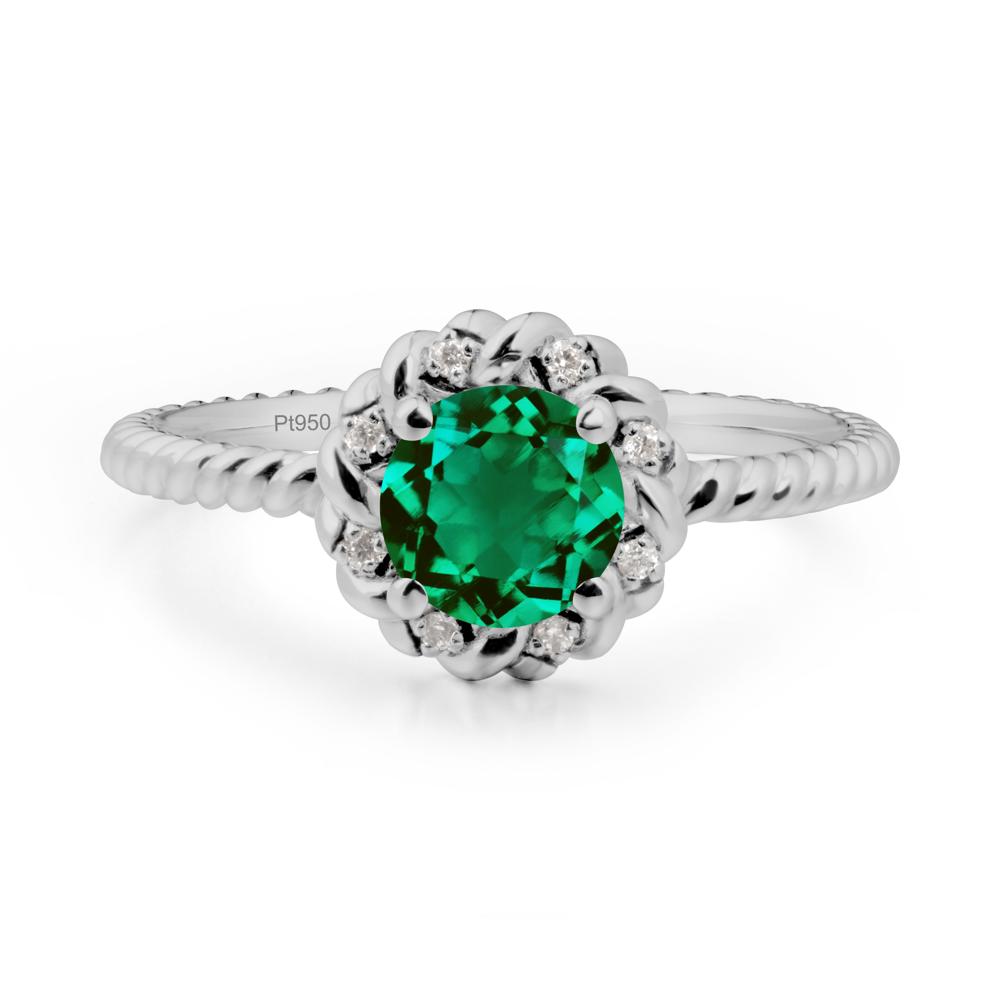 Round Emerald Halo Engagement Ring - LUO Jewelry #metal_platinum