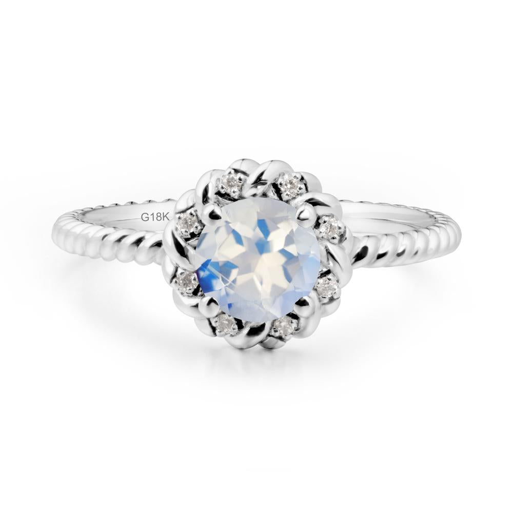 Round Moonstone Halo Engagement Ring - LUO Jewelry #metal_18k white gold