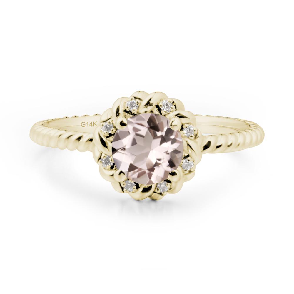 Round Morganite Twisted Halo Ring - LUO Jewelry #metal_14k yellow gold