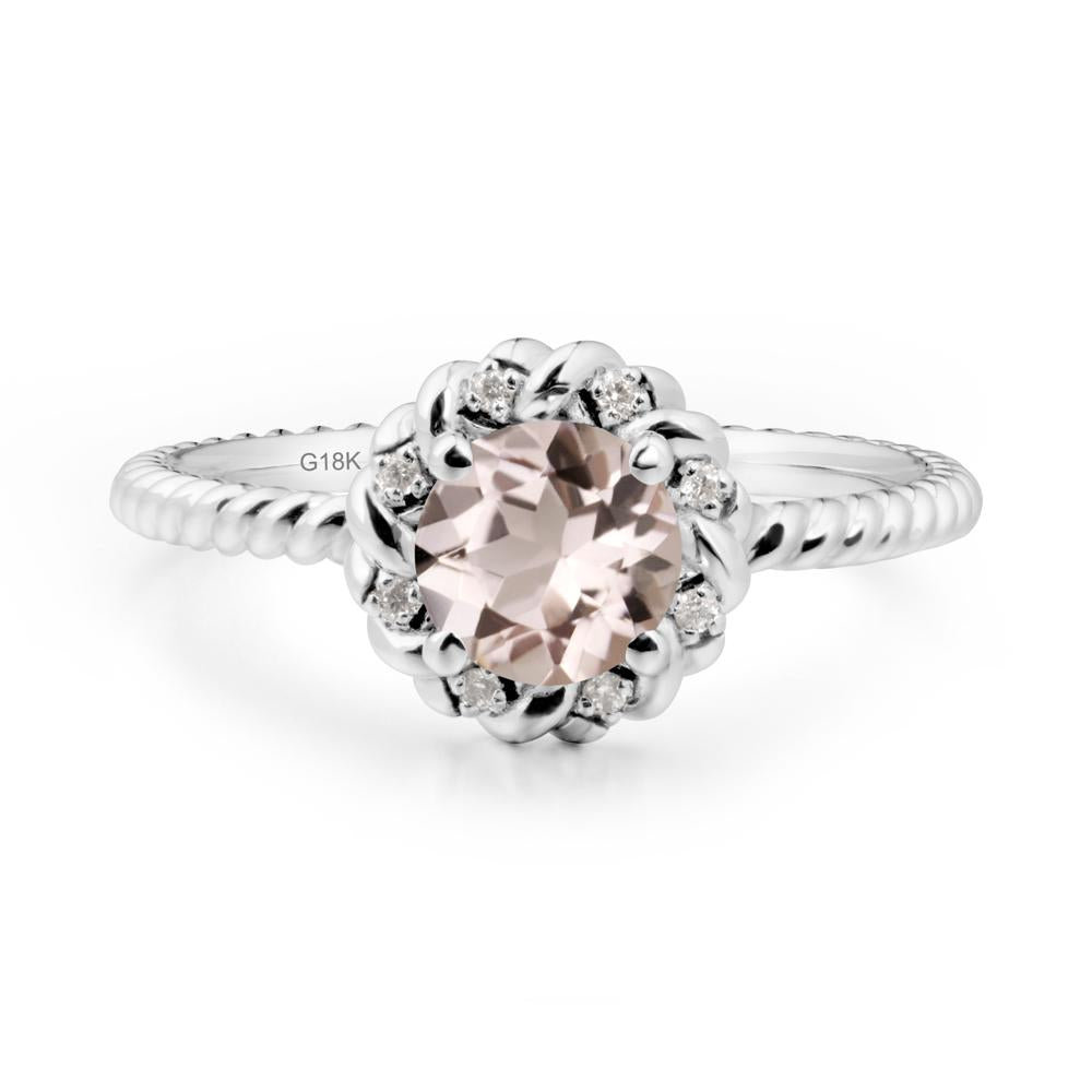 Round Morganite Twisted Halo Ring - LUO Jewelry #metal_18k white gold